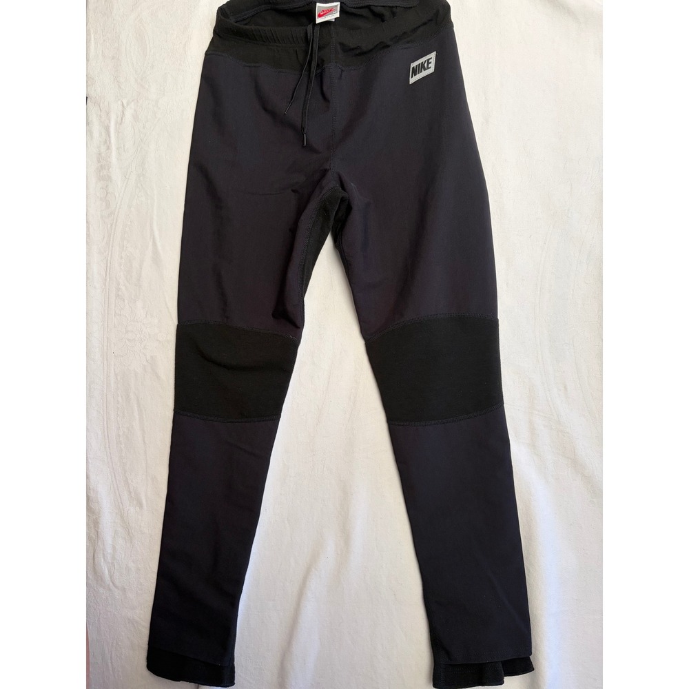 Vintage Nike Running Tights Black Gray Made in USA Zipper Ankle Leggings Medium